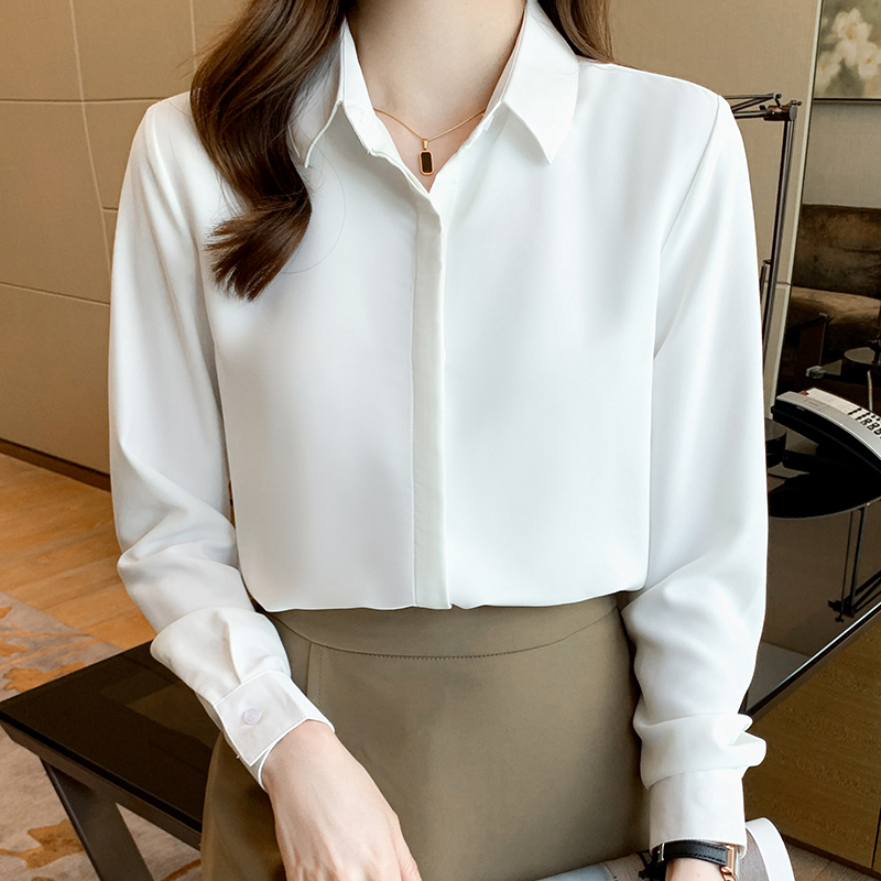 Autumn temperament white shirt chiffon overalls tops
