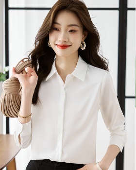 Simple green niche tops satin profession shirt for women