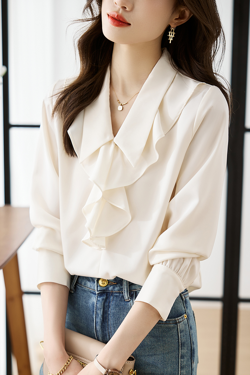 Lotus leaf edges Korean style style shirt unique tops