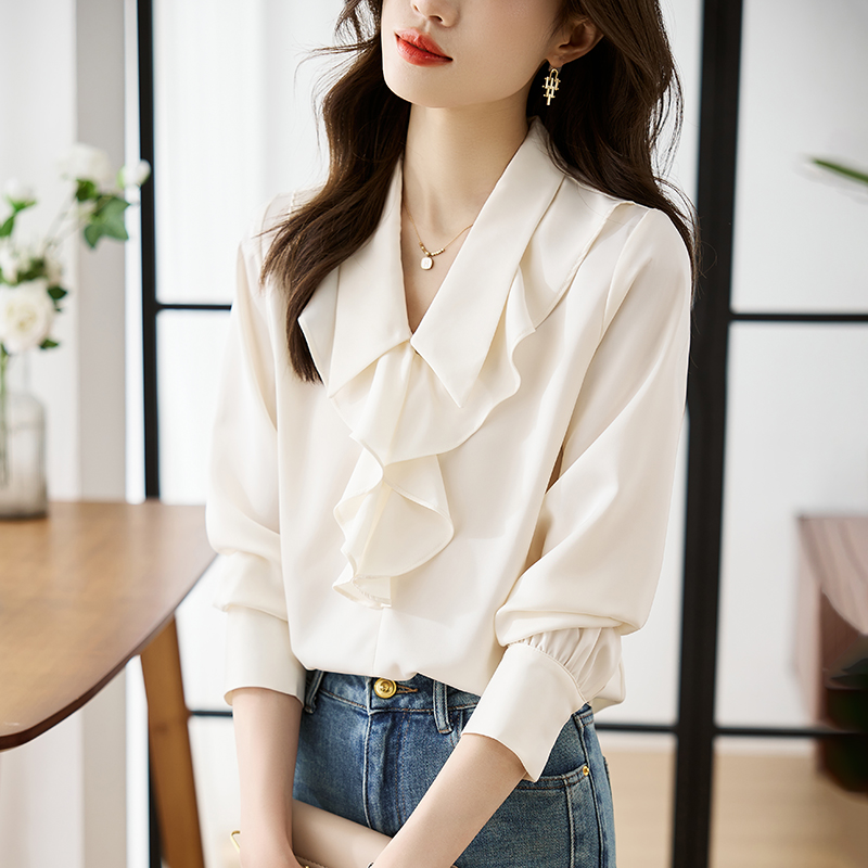 Lotus leaf edges Korean style style shirt unique tops