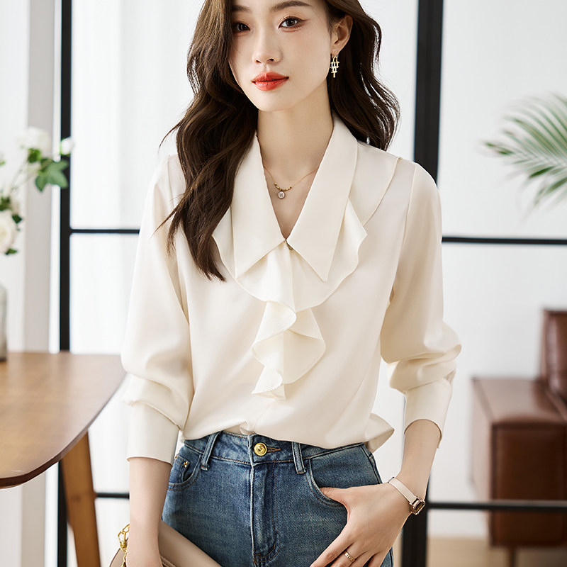 Lotus leaf edges Korean style style shirt unique tops