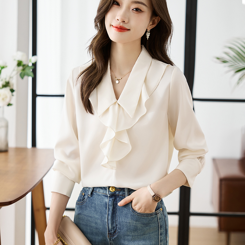Lotus leaf edges Korean style style shirt unique tops