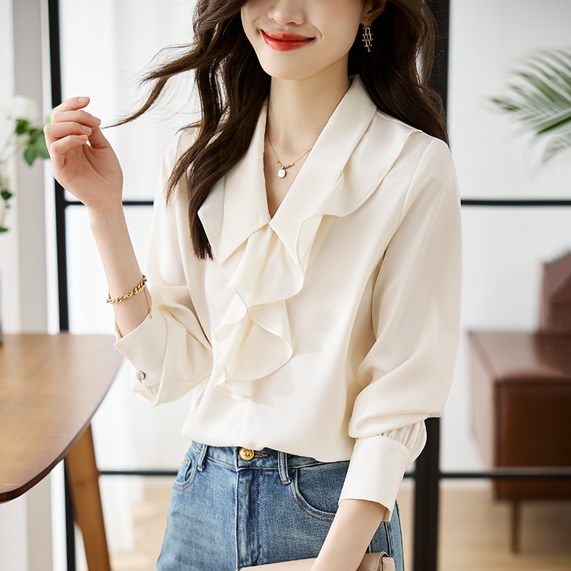 Lotus leaf edges Korean style style shirt unique tops