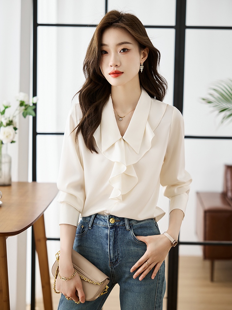 Lotus leaf edges Korean style style shirt unique tops