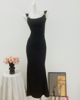 Slim temperament dress big halter long dress for women