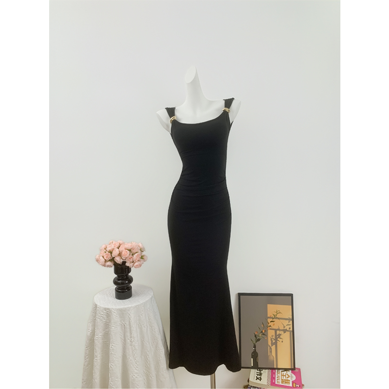 Slim temperament dress big halter long dress for women