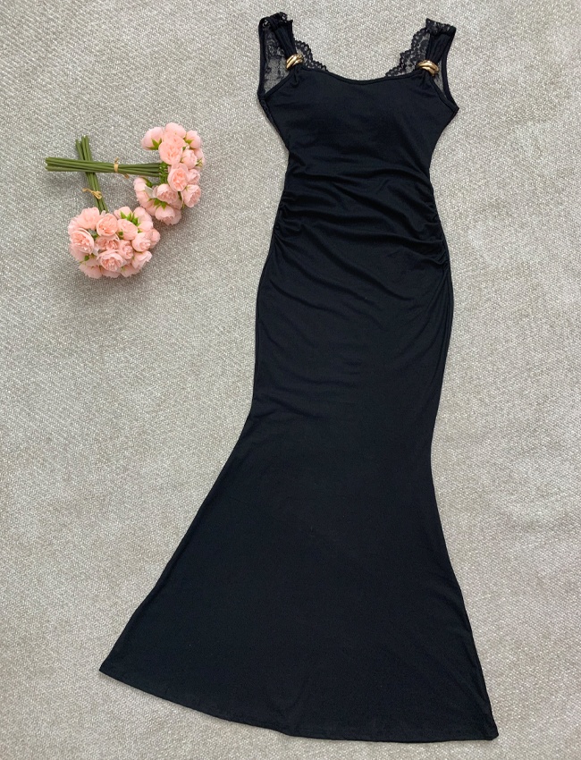 Slim temperament dress big halter long dress for women