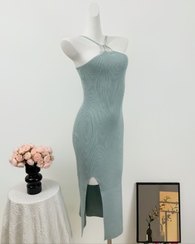Summer split knitted package hip enticement France style dress