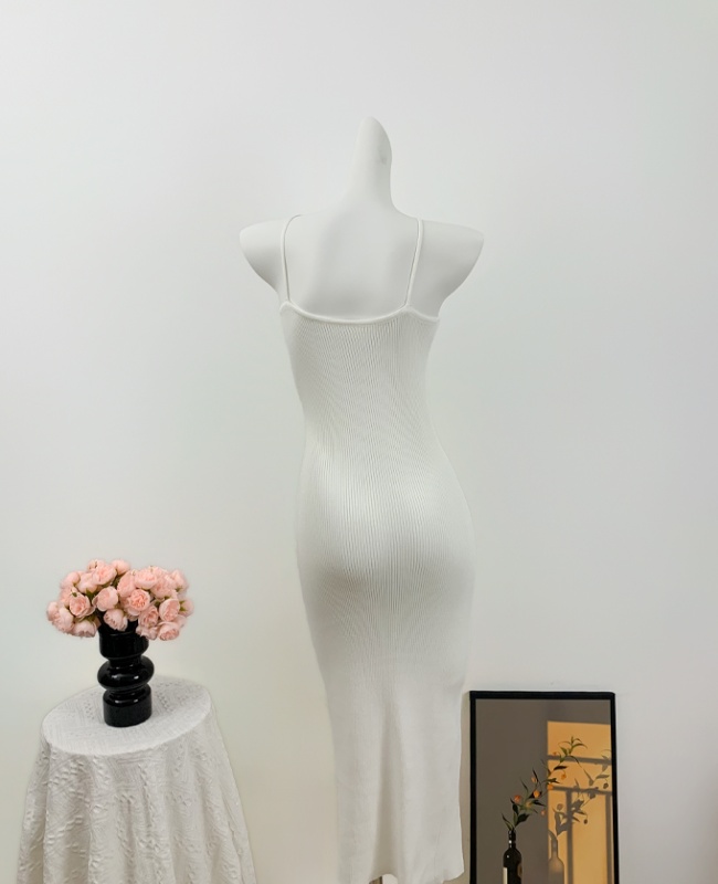 Summer split knitted package hip enticement France style dress