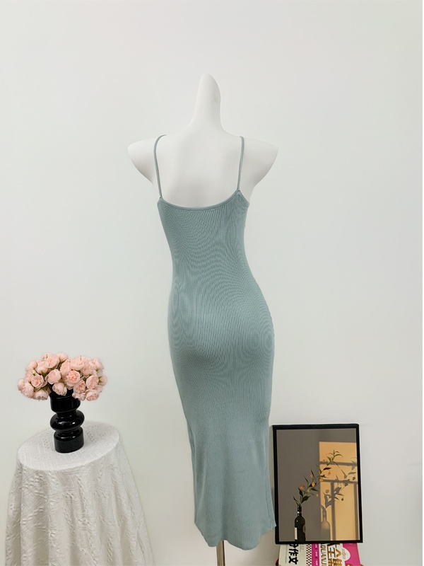 Summer split knitted package hip enticement France style dress
