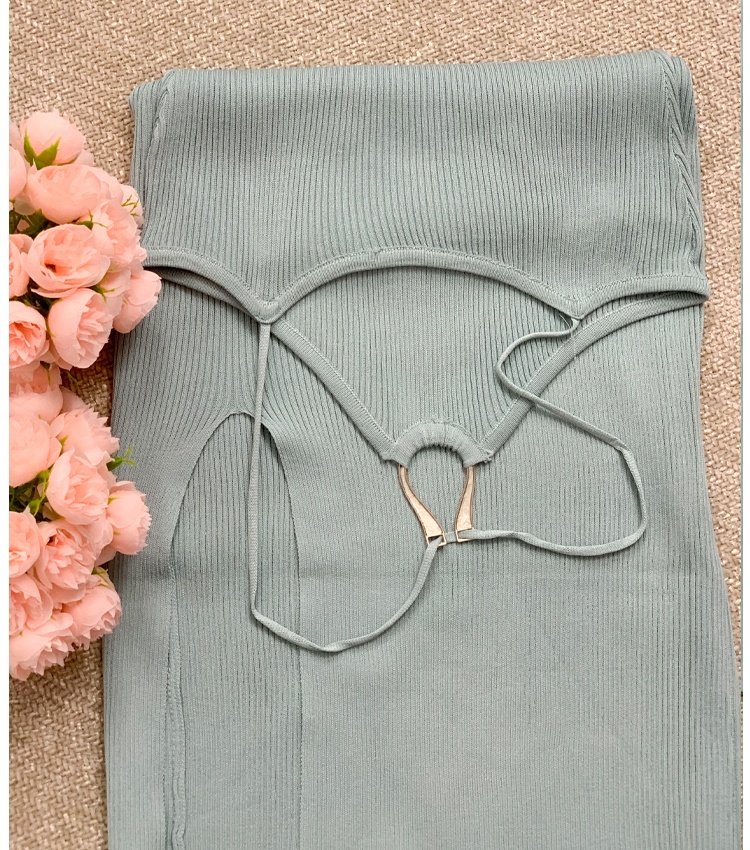 Summer split knitted package hip enticement France style dress