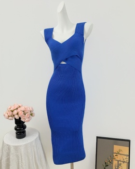 Hollow France style long dress slim dress for women