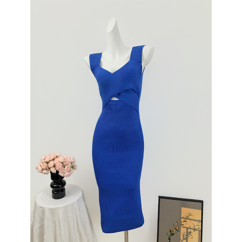 Hollow France style long dress slim dress for women