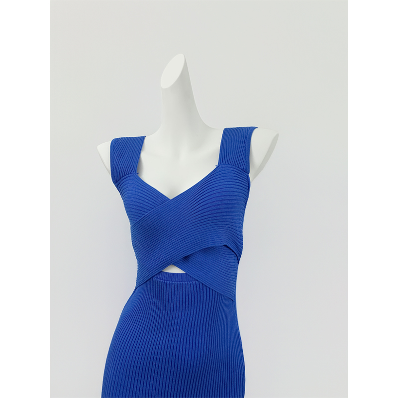 Hollow France style long dress slim dress for women