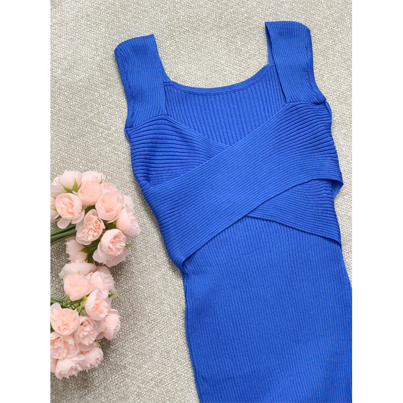 Hollow France style long dress slim dress for women