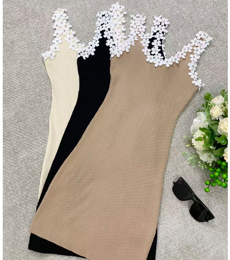 Knitted package hip slim France style dress for women