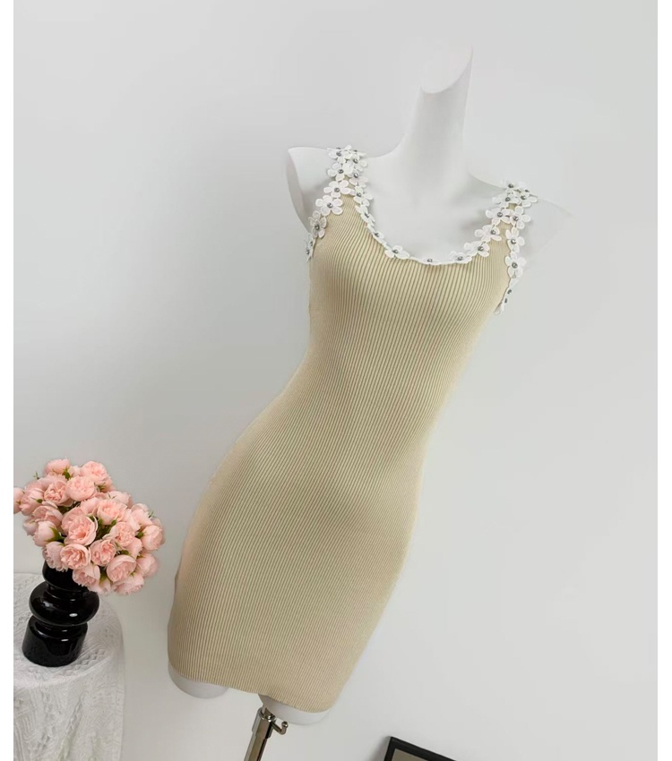 Knitted package hip slim France style dress for women