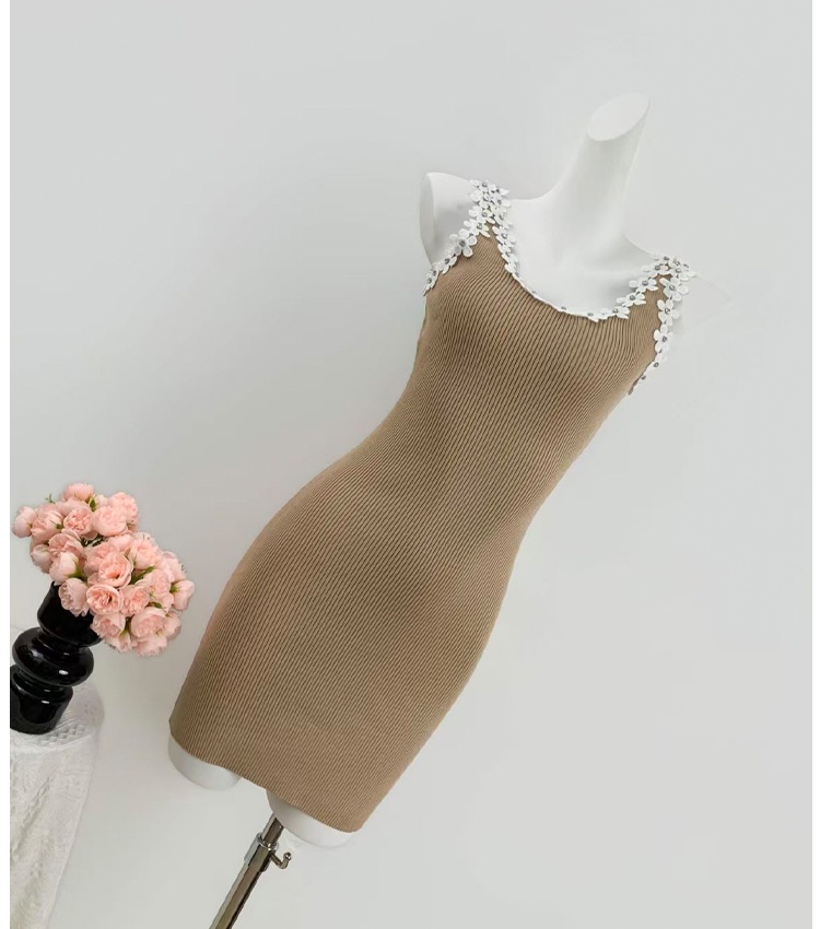 Knitted package hip slim France style dress for women