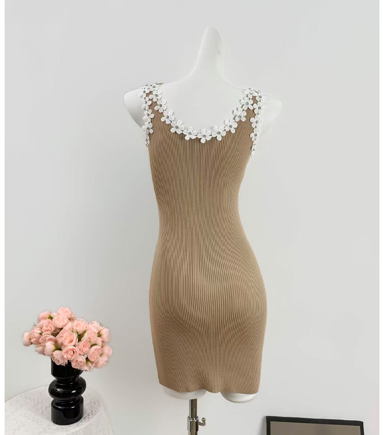 Knitted package hip slim France style dress for women