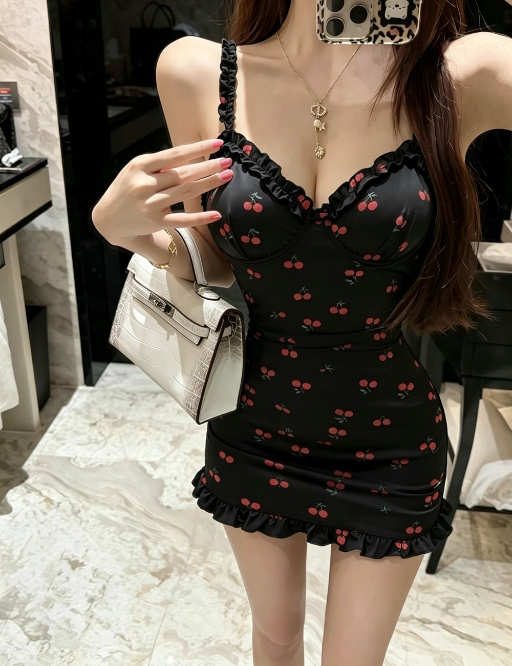 Package hip sexy fashion sling printing lace slim dress