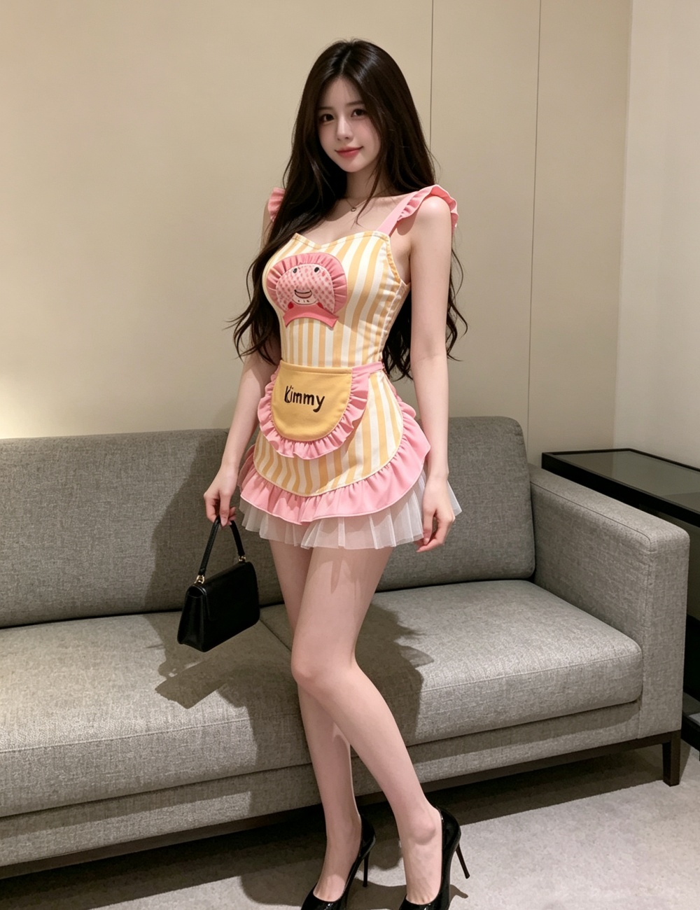 Modeling fashion lovely dress mixed colors sexy night dress