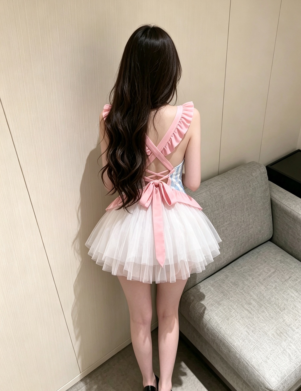 Modeling fashion lovely dress mixed colors sexy night dress