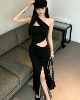 Temperament shoulder formal dress sexy long dress for women