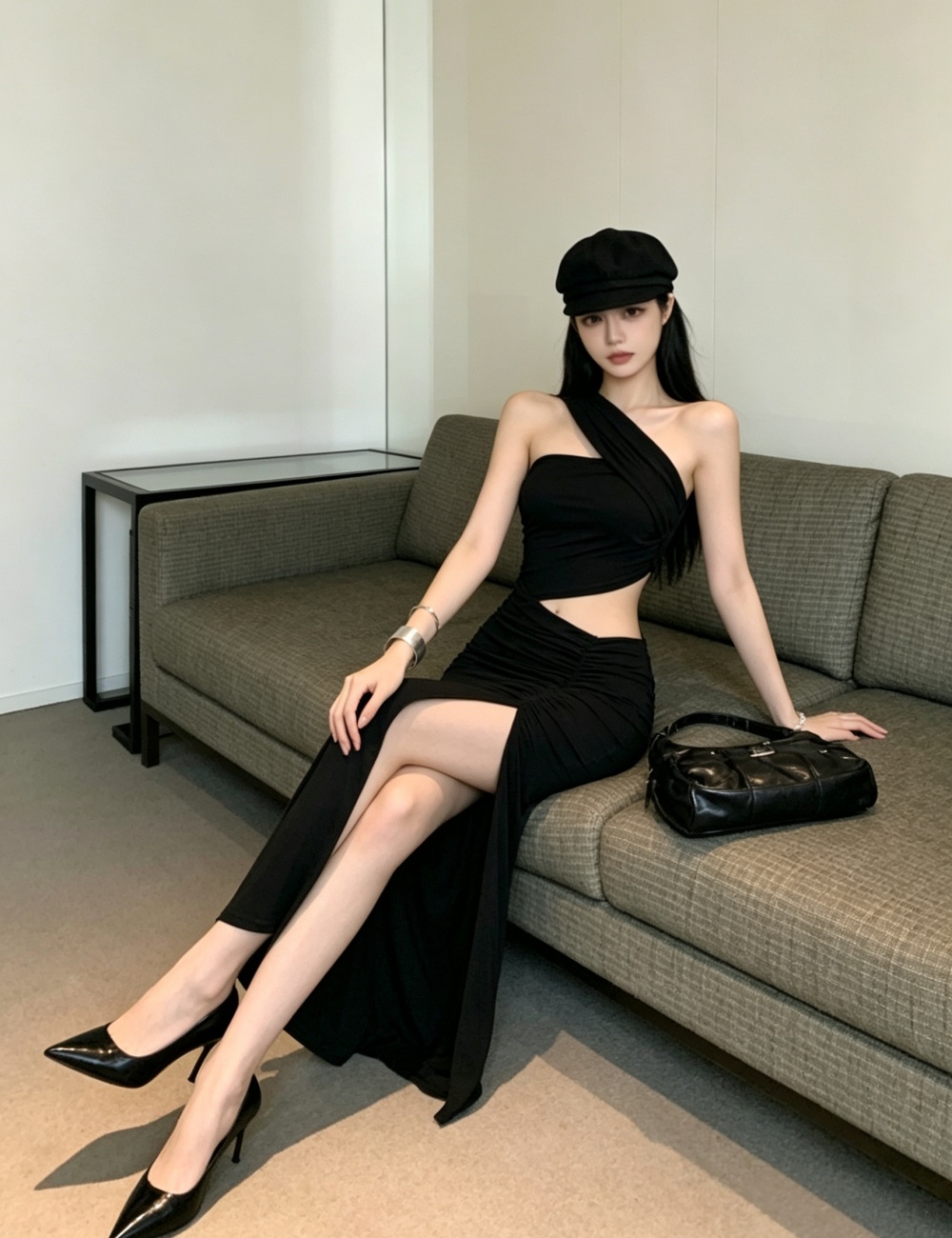 Temperament shoulder formal dress sexy long dress for women