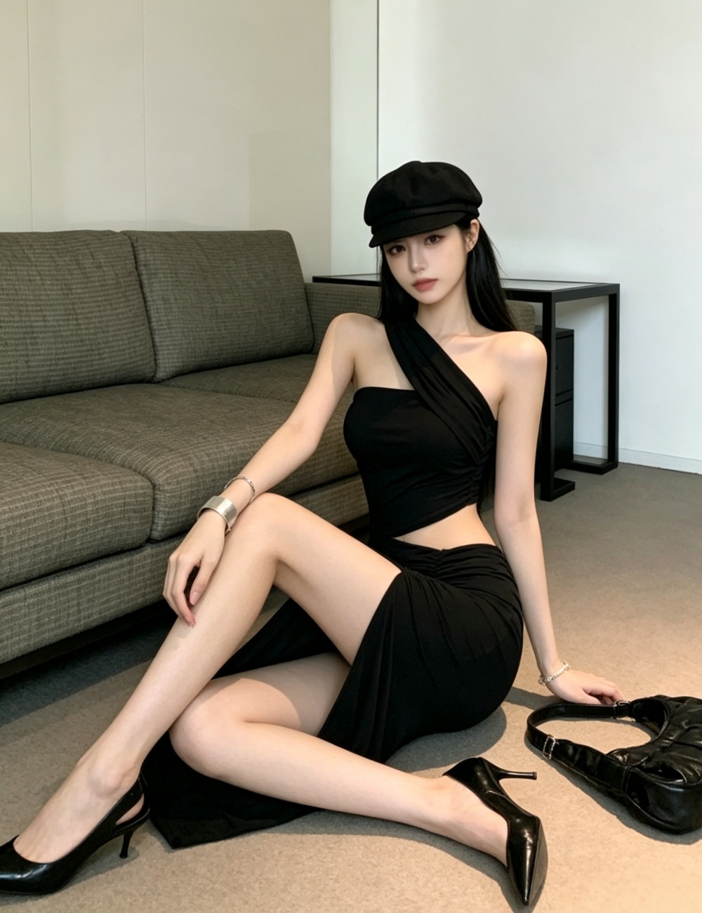 Temperament shoulder formal dress sexy long dress for women