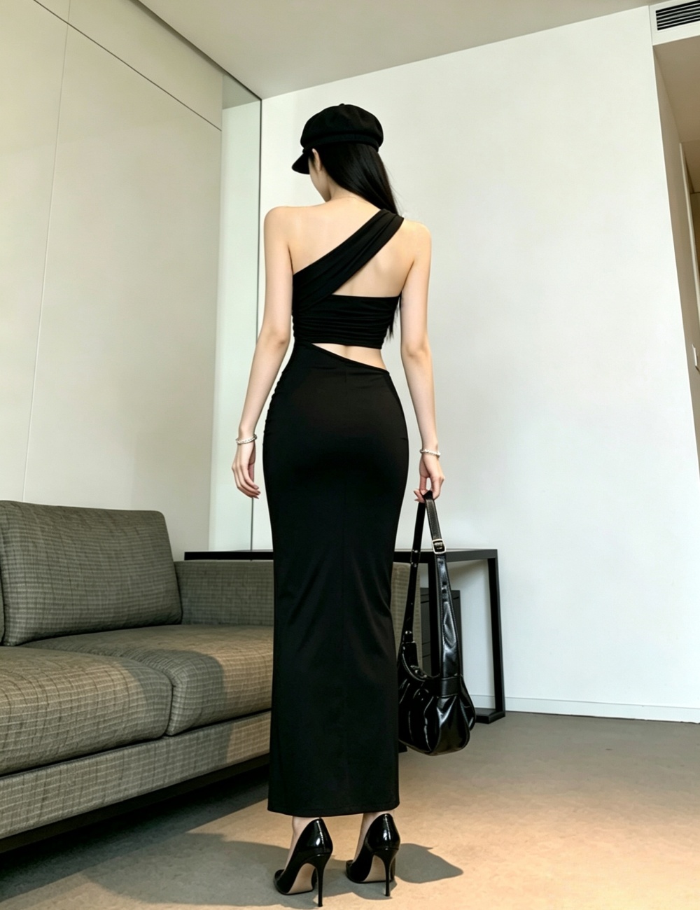 Temperament shoulder formal dress sexy long dress for women