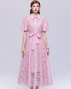 Loose waist light luxury long dress embroidery dress