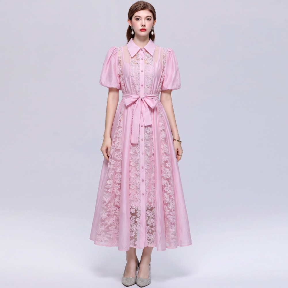 Loose waist light luxury long dress embroidery dress