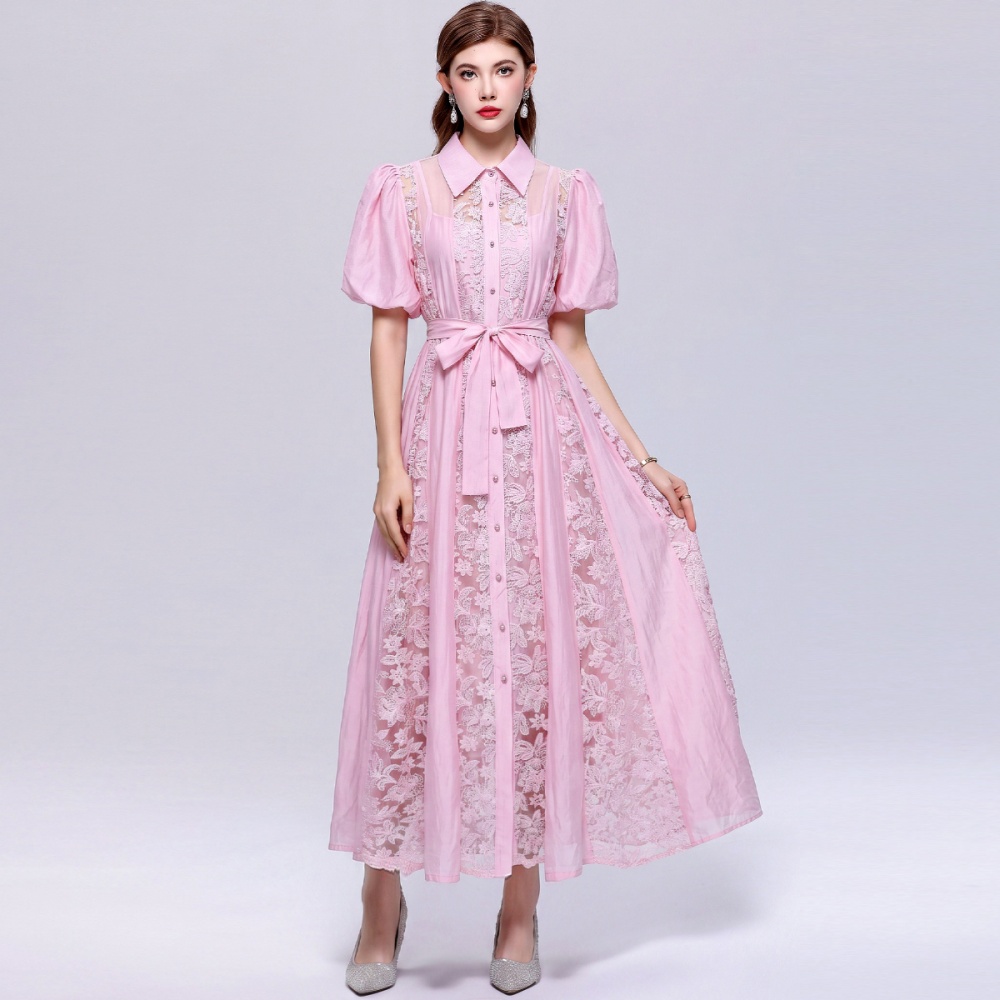 Loose waist light luxury long dress embroidery dress