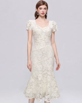Temperament elegant pinched waist ladies lace dress