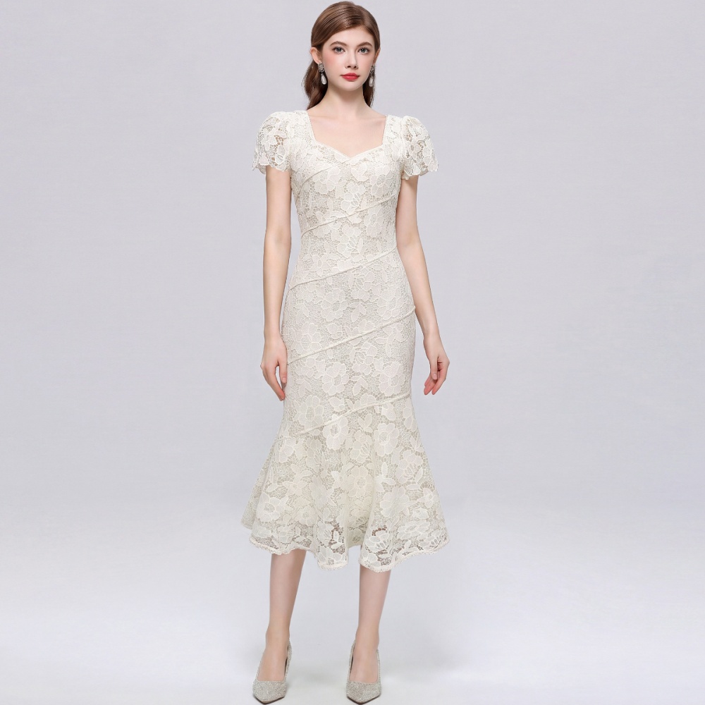 Temperament elegant pinched waist ladies lace dress