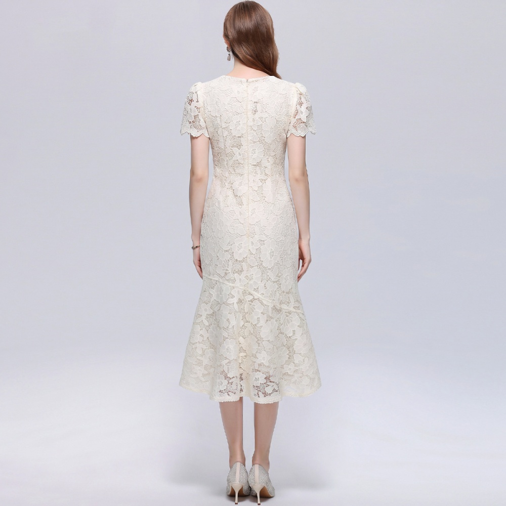 Temperament elegant pinched waist ladies lace dress