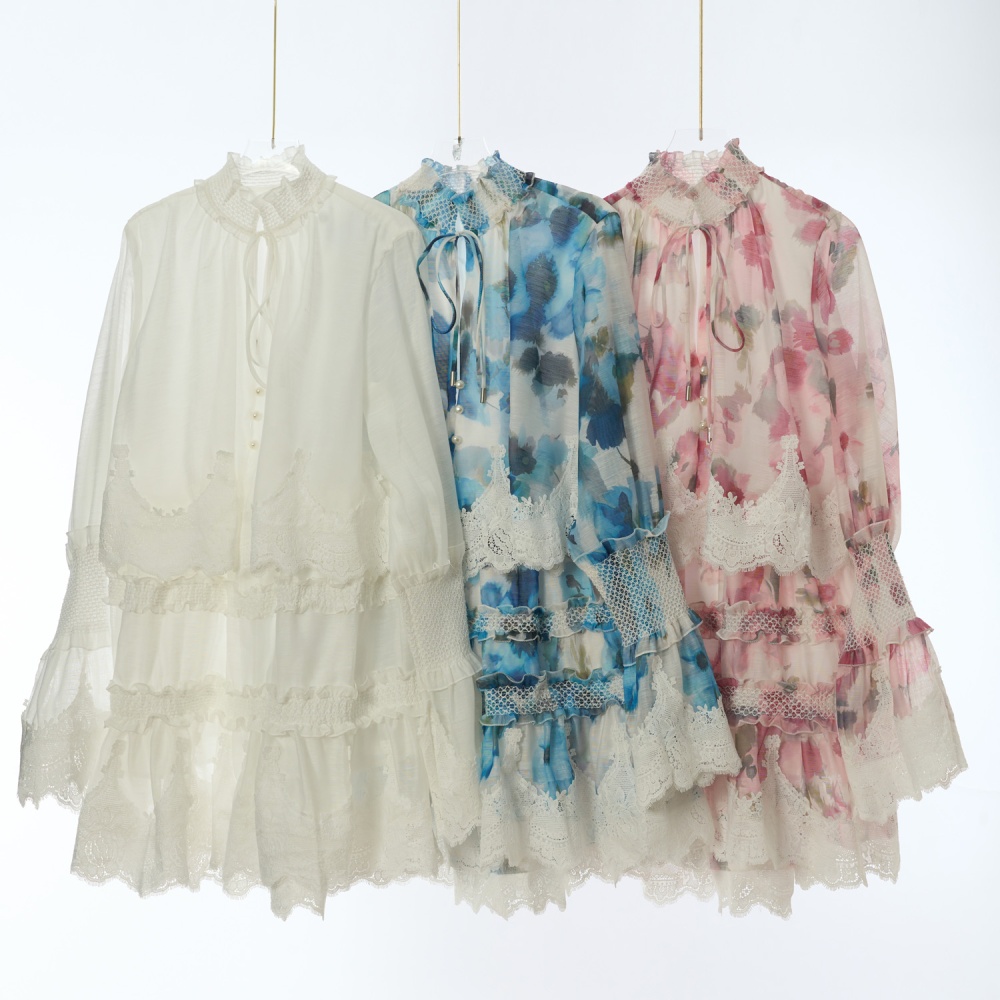 Printing stand collar T-back vacation silk linen jumpsuit