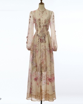 Colors long dress 2pcs set