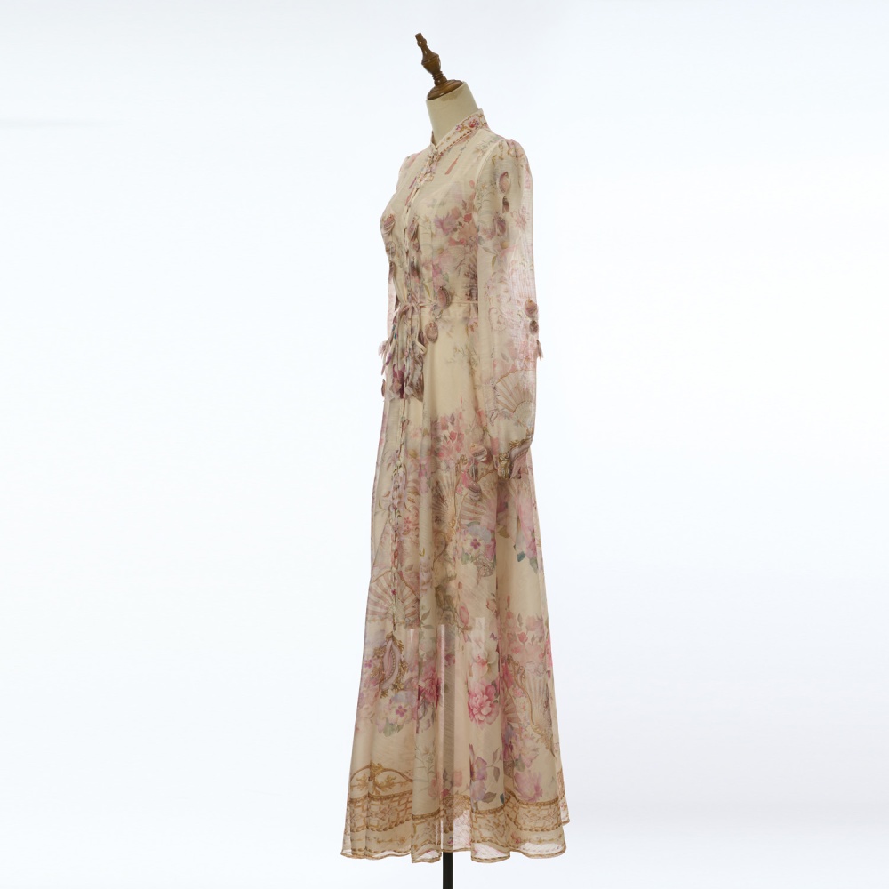 Colors long dress 2pcs set