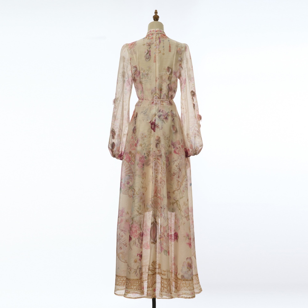 Colors long dress 2pcs set