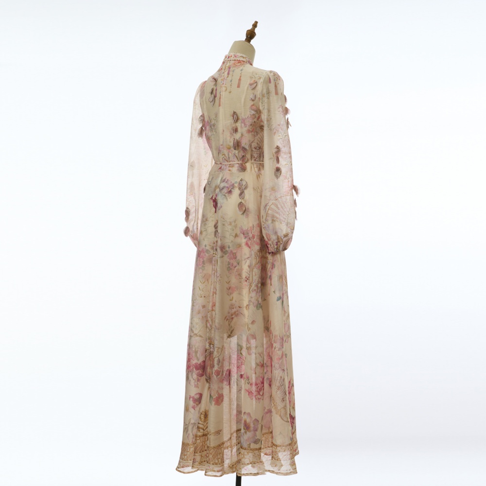 Colors long dress 2pcs set