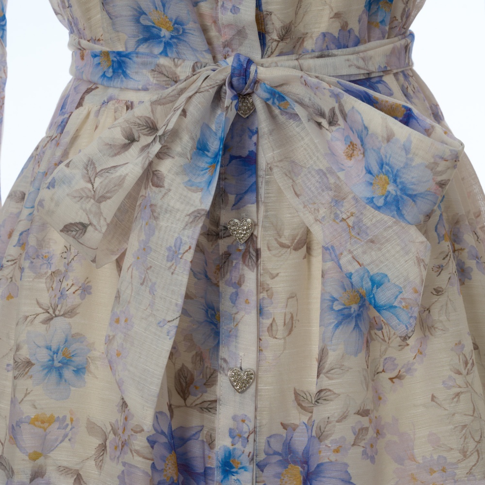 Spring and summer printing business suit lantern sleeve dress