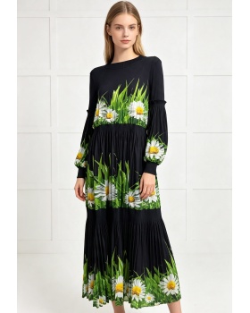 Wood ear loose lotus leaf edges elegant bandage dress