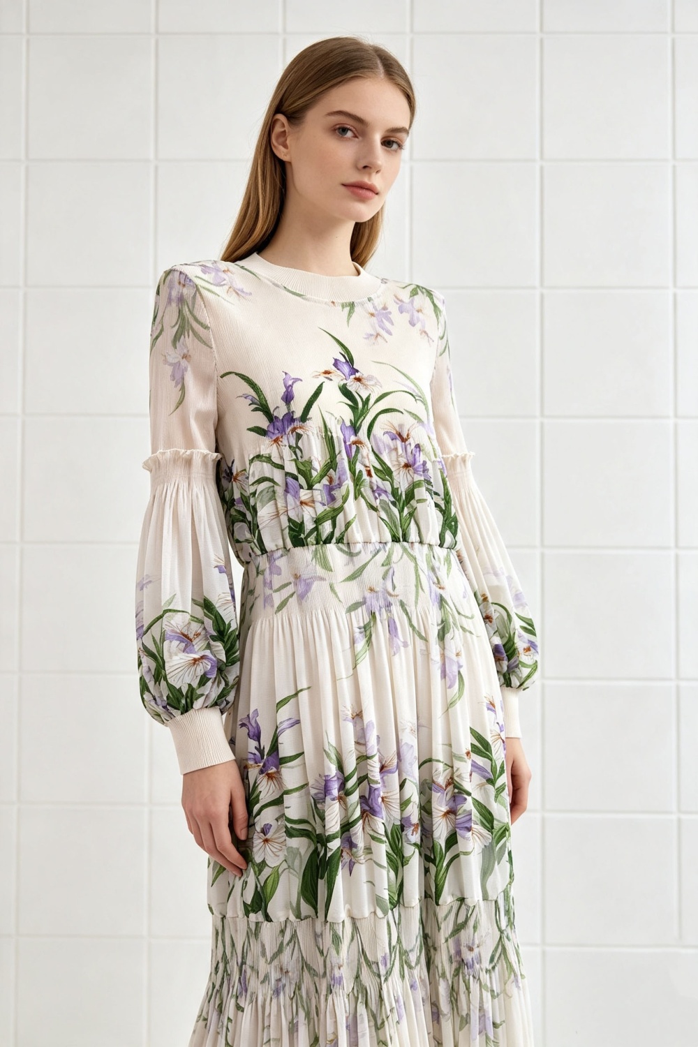 Wood ear loose lotus leaf edges elegant bandage dress