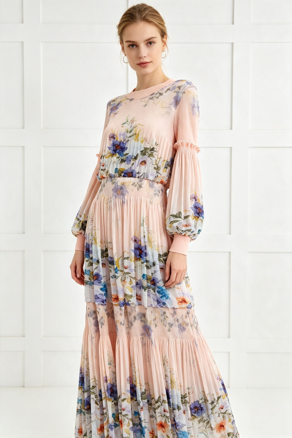 Wood ear loose lotus leaf edges elegant bandage dress