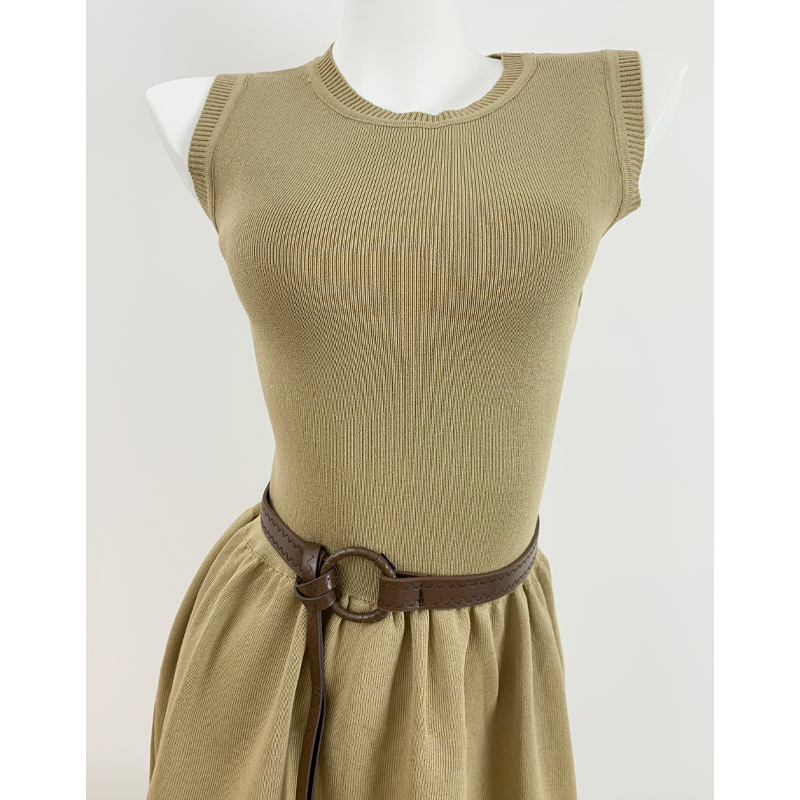 Round neck knitted dress sleeveless slim T-back for women