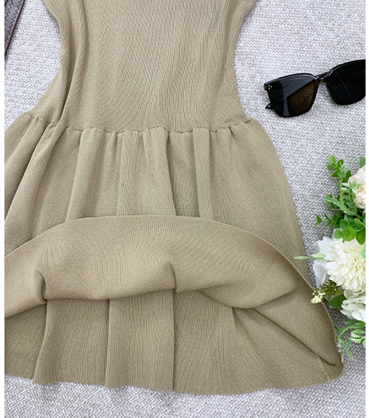 Round neck knitted dress sleeveless slim T-back for women