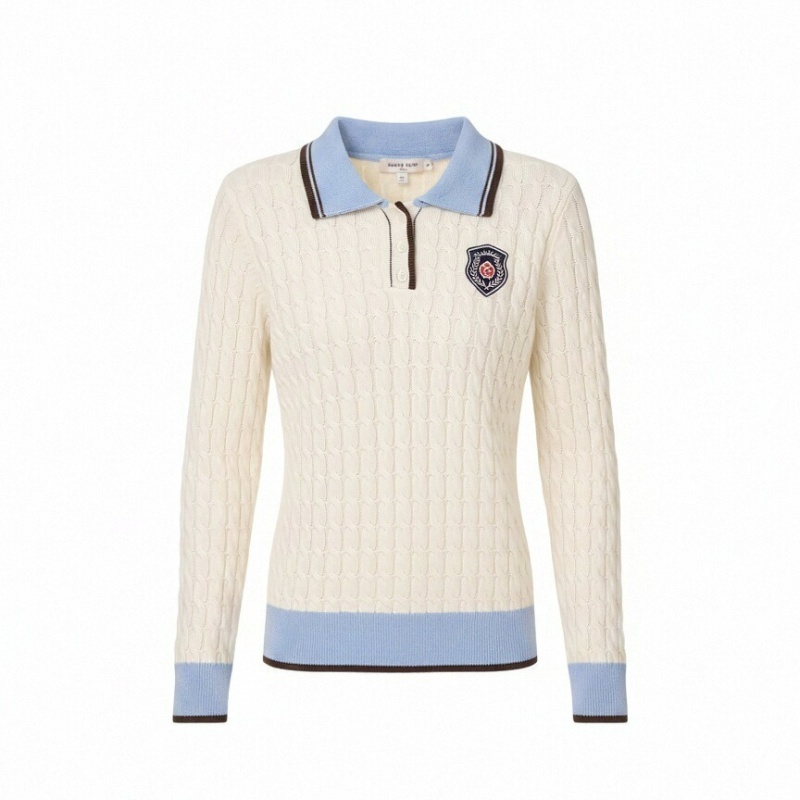 Slim embroidery autumn tops short mixed colors sweater