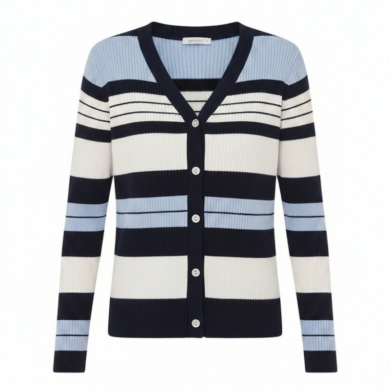Winter stripe cardigan knitted unique tops