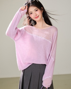 Pullover sunscreen smock splice floral sweater for women